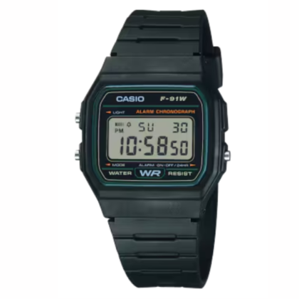 Casio General F-91W-3SDG Digital Black Resin Band Men Watch / Women Watch / Youth Watch
